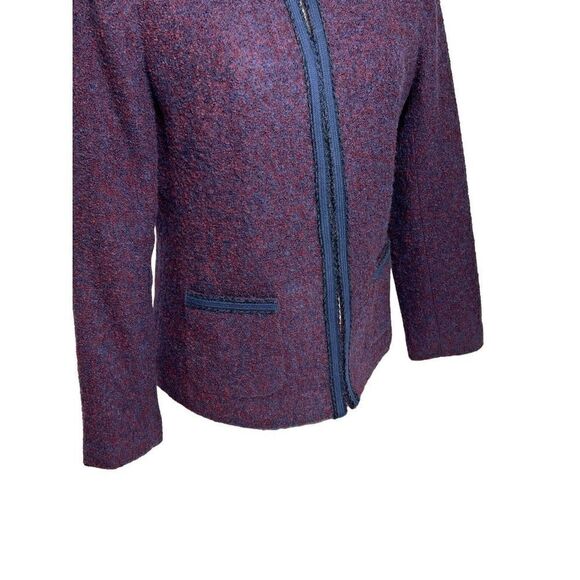 Talbots navy blue and burgundy wool blend tweed blazer size 10 - Picture 4 of 14